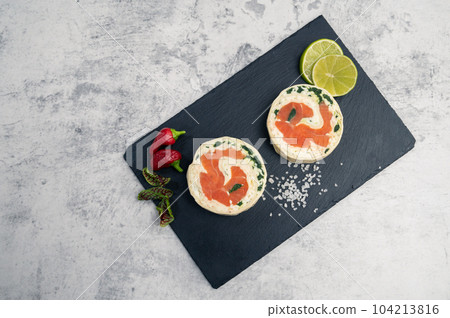 Salmon roll with mozzarella 104213816