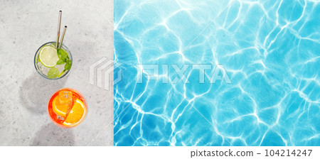 Refreshing cocktails by the pool on a sunny day 104214247
