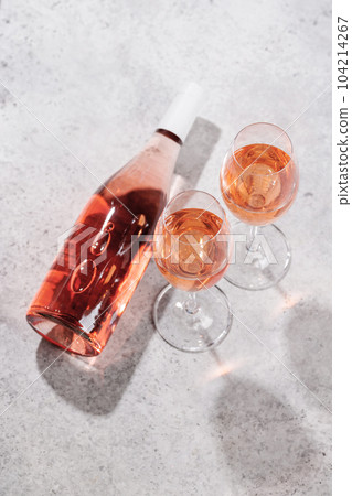 Refreshing rose wine by the pool on a sunny day 104214267