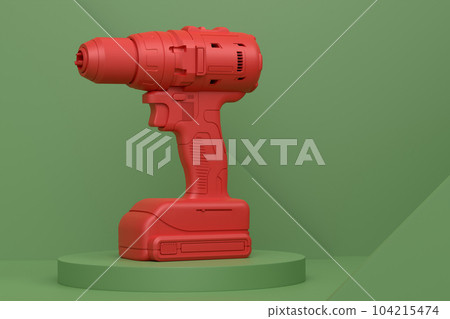 Abstract scene or podium with electric drill on monochrome background Abstract scene or podium with electric drill on monochrome background 104215474