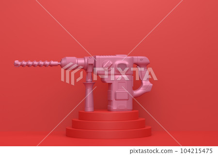 Abstract scene or podium with electric drill on monochrome background 104215475