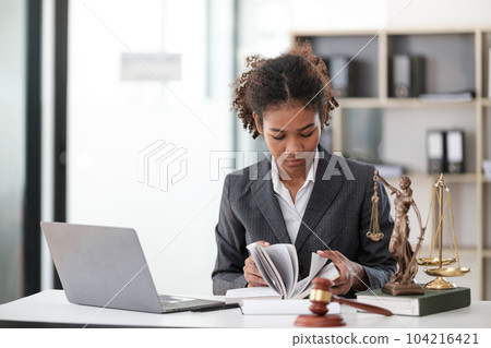 African American woman Lawyer Or Judge. Legal And Justice 104216421