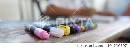 Permanent palette of colourful markers for drawing Permanent palette of colourful markers for drawing 104216797