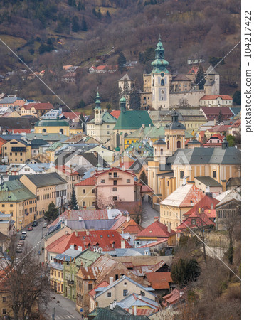 Historic center of Banska Stiavnica with The Old Castle. Historic center of Banska Stiavnica with The Old Castle. 104217422