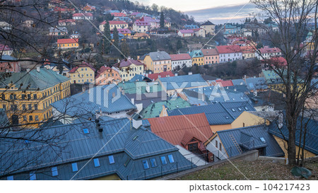 Historic center of Banska Stiavnica at early evening, Slovakia. Historic center of Banska Stiavnica at early evening, Slovakia. 104217423