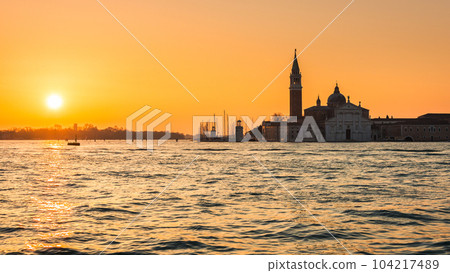 San Giorgio Maggiore island of Venice at sunrise, Italy. San Giorgio Maggiore island of Venice at sunrise, Italy. 104217489