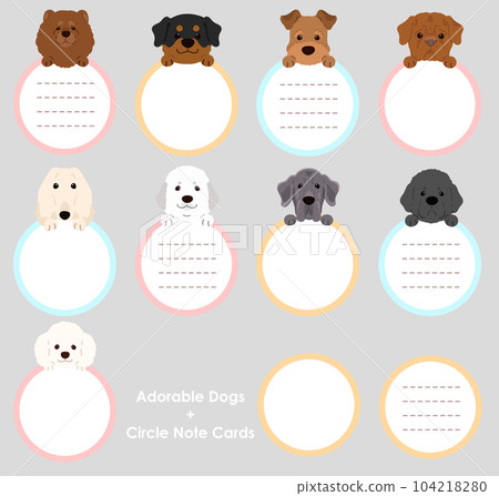 插圖集 G 一個簡單可愛的狗臉，帶有圓形備忘錄，前爪，沒有主線 104218280