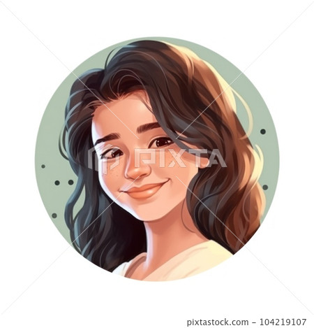 Portrait of smiling young girl for profile picture. Illustration Generative AI 104219107