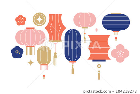 Collection of Chinese Lanterns. Chinese New Year, Mid Autumn Festival background, banner and Collection of Chinese Lanterns. Chinese New Year, Mid Autumn Festival background, banner and 104219278