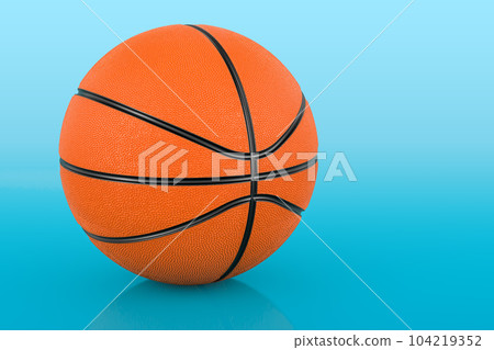Orange basketball ball on blue background, 3D rendering Orange basketball ball on blue background, 3D rendering 104219352