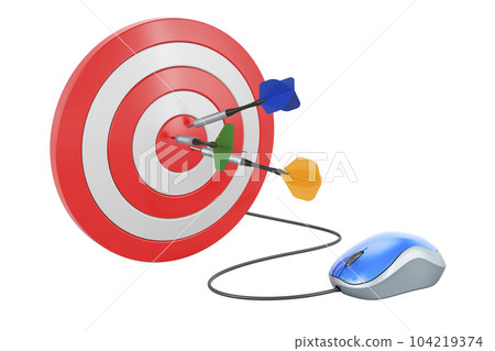 Target with arrows with computer mouse. 3D rendering Target with arrows with computer mouse. 3D rendering 104219374