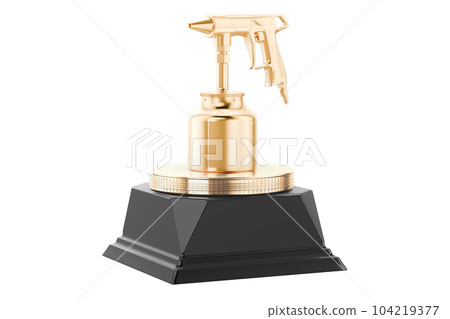 Portable Sand Blaster Gun golden award concept, 3D rendering Portable Sand Blaster Gun golden award concept, 3D rendering 104219377