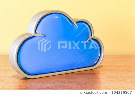Computing Cloud on the wooden table. 3D rendering 104219507