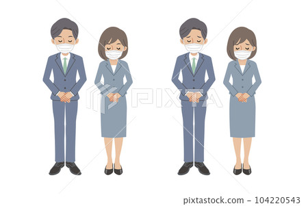 商務人士鞠躬道歉面具手勢/響應集 104220543