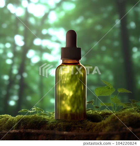 Dropper bottle styled mockup, cosmetic serum oil container template on botanical background with wood and plants, beauty product design-ready packaging Dropper bottle styled mockup, cosmetic serum oil container template on botanical background with wood and plants, beauty product design-ready packaging 104220824