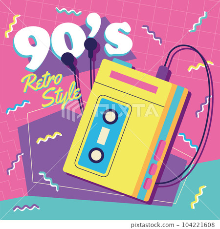 Isolated cassette player Nostalgic retro background Vector 104221608