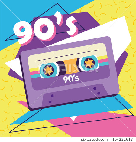 Isolated cassette tape Nostalgic retro background Vector 104221618