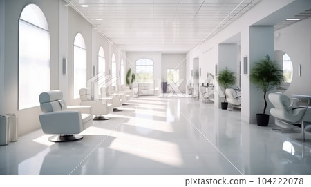Modern interior of the beauty salon which consist of nail salon and barbershop. Modern interior of the beauty salon which consist of nail salon and barbershop. 104222078