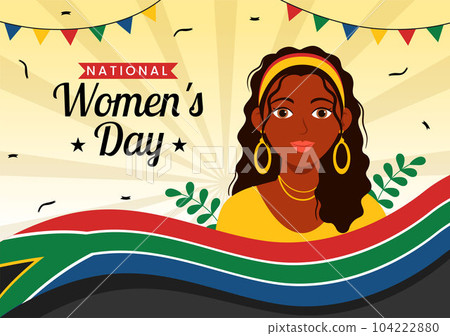 Happy Women Africa Day Celebration Vector Illustration with Ethnic Black Woman and African Flag in Flat Cartoon Hand Drawn Landing Page Templates 104222880