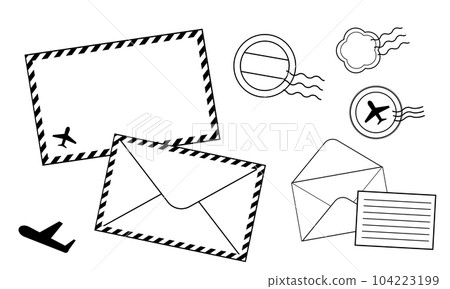Stamp and airmail illustration with stamp and… - Stock Illustration