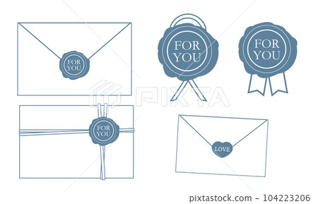 Envelope and sealing wax seal blue 104223206