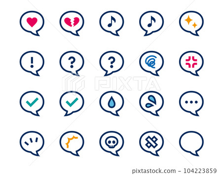 Vector icon set of speech bubble with emotion mark Vector icon set of speech bubble with emotion mark 104223859