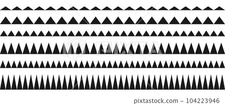 Zig zag border pattern set. Repeating wavy lines collection. Graphic design elements for decoration, banner, poster, template. Vector 104223946