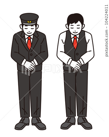 Bowing taxi driver vector illustration material / sightseeing / recruitment 104224011