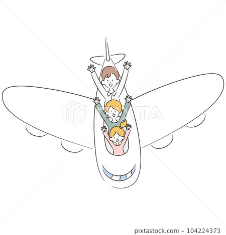 Illustration material of a family going on a trip by plane Illustration material of a family going on a trip by plane 104224373