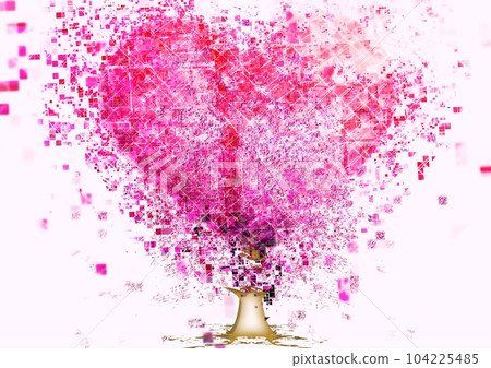 Heart shaped cherry tree illustration Heart shaped cherry tree illustration 104225485