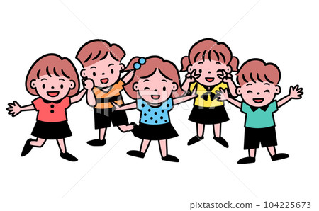 Cute pop children and kids friends vector illustration material playing cheerfully in fun poses 104225673