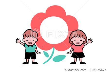 Vector illustration with a simple flower of a gift / present image and a copy space for kids / children Vector illustration with a simple flower of a gift / present image and a copy space for kids / children 104225674