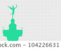 EPS vector silhouette of a winged Mercury holding a torch in an upraised arm, perched on one foot atop a column. Green silhouette on white background with clipping path. Vector illustration 104226631