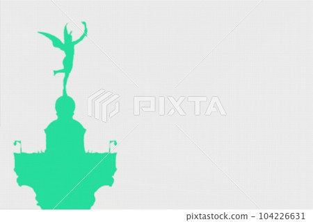 EPS vector silhouette of a winged Mercury holding a torch in an upraised arm, perched on one foot atop a column. Green silhouette on white background with clipping path. Vector illustration EPS vector silhouette of a winged Mercury holding a torch in an upraised arm, perched on one foot atop a column. Green silhouette on white background with clipping path. Vector illustration 104226631