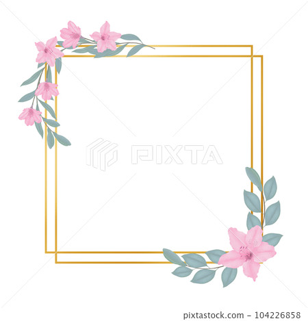 Watercolour pink azalea flower frame set. 104226858