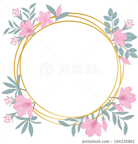 Watercolour pink azalea flower frame set. 104226862