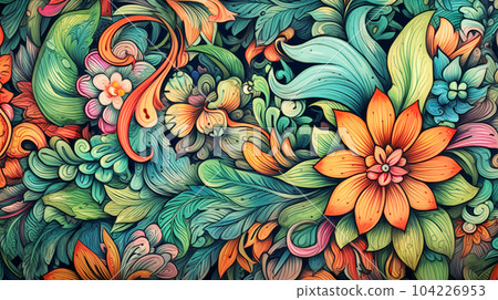 Painting with flowers, botanical concept, greeting card, floral print printable Painting with flowers, botanical concept, greeting card, floral print printable 104226953