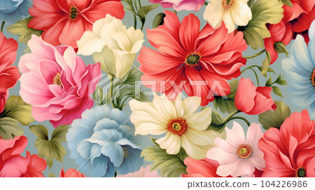 Painting with flowers, botanical concept, greeting card, floral print printable Painting with flowers, botanical concept, greeting card, floral print printable 104226986