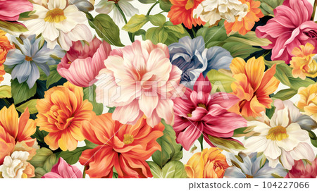 Painting with flowers, botanical concept, greeting card, floral print printable 104227066