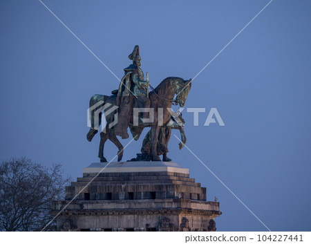Koblenz City Germany historic monument German Corner where the rivers rhine and mosele flow together 104227441