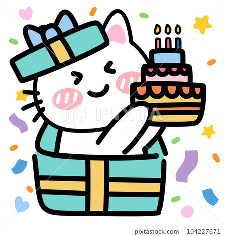 Happy birthday from cute cat Celebration Bubble note paper journal daily planner stickers note Background texture line wallpapers work flower Happy birthday from cute cat Celebration Bubble note paper journal daily planner stickers note Background texture line wallpapers work flower 104227671