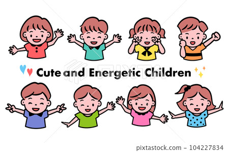 Cute pop child, kids' face, upper body vector icon illustration material playing cheerfully in a fun pose Cute pop child, kids' face, upper body vector icon illustration material playing cheerfully in a fun pose 104227834