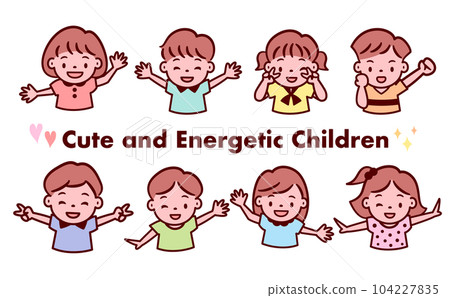 Cute pop child, kids' face, upper body vector icon illustration material playing cheerfully in a fun pose Cute pop child, kids' face, upper body vector icon illustration material playing cheerfully in a fun pose 104227835
