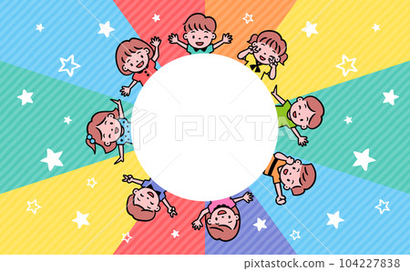 A vector frame with a circular colorful frame that can be used for events and cute kids and children's copy space 104227838