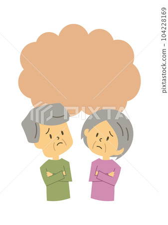 Worried old couple with frame Worried old couple with frame 104228169