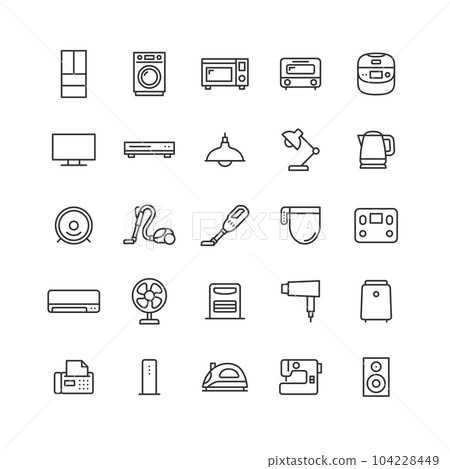 家用電器線描圖標集 家用電器線描圖標集 104228449