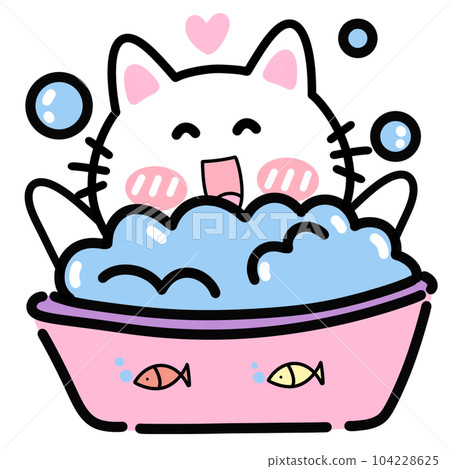 Cat take a bath Bubble note doodles paper clips journal daily planner stickers sticky note book study student 104228625