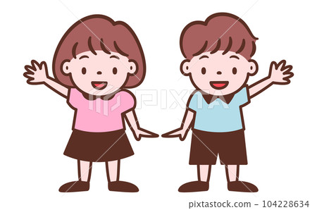 Cute pop children and kids full body vector person illustration material of boys and girls who raise good friends Cute pop children and kids full body vector person illustration material of boys and girls who raise good friends 104228634