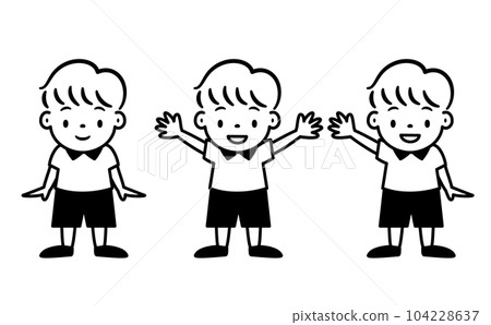 Banzai, rejoice, greeting, normal boy's cute pop child, kids' full body vector person illustration material Banzai, rejoice, greeting, normal boy's cute pop child, kids' full body vector person illustration material 104228637