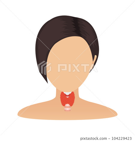 Thyroid gland organ on woman silhouette icon 104229423